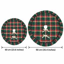 1PC Plaid Ruffle Christmas Tree Skirt With Lace Bow, Classic Red & Green Plaid Tree Skirt, Holiday Home Decor, For Christmas Party Christmas Tree Bottom Decoration - Green - View 4