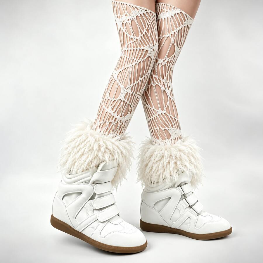 ISA New 2026 Hidden Height-Increasing High-Top Women's Color-Matched Casual Sneakers - White Jade - View 1
