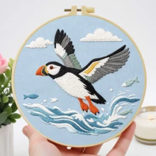 1PC 20*20cm/7.9*7.9in,Hard-Working Birds Embroidery Kit, DIY Handmade Embroidery Set For Adult Beginners, Home Gift, Women's Sewing Gift, Including User Manual, Printed Pattern Fabric, Embroidery Frame, Needle And Thread. - 20*20cm/7.9*7.9in - View 14