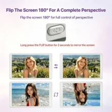 1pc 3.97 Inch Moman Vlog Selfie Monitor Screen Compatible With Iphone 7-17 Series, Magnetic Rear Camera Monitor, 33ft Range For Short Videos, Vlog Photo And Video Kit, White, Supports 4K/1080P High Definition Resolution, Comes With Remote Control, Suitable For Live Streaming And Vlog Shooting, Built-In 1250mAh Battery - White - View 7