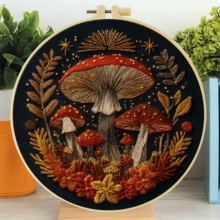 1PC 20*20cm/7.9*7.9in,Insects In The Night Sky Embroidery Kit, DIY Handmade Embroidery Set For Adult Beginners, Home Gift, Women's Sewing Gift, Including User Manual, Printed Pattern Fabric, Embroidery Frame, Needle And Thread. - 20*20cm/7.9*7.9in - View 6