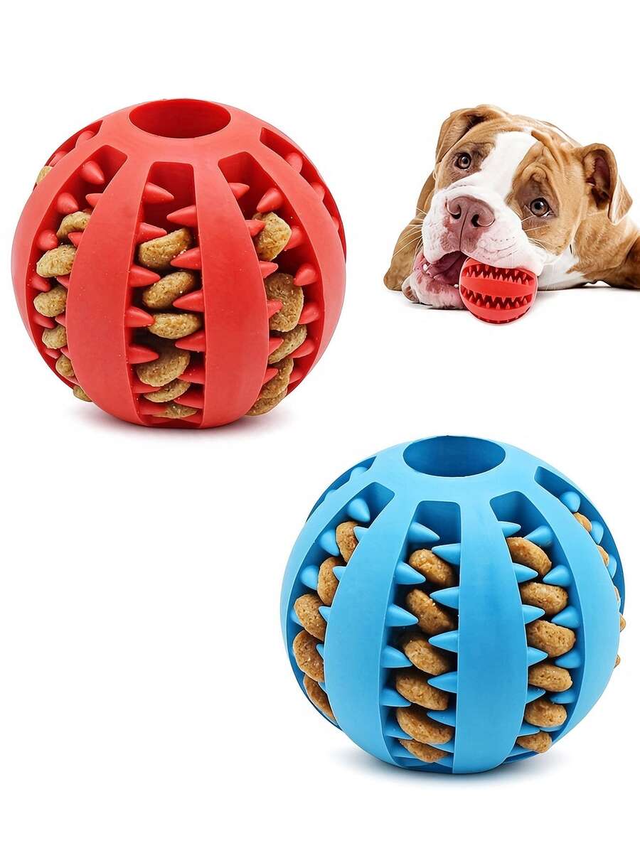 Pet Treat Dispensing Ball, Dog Teething And Dental Cleaning Toy, Rubber ...