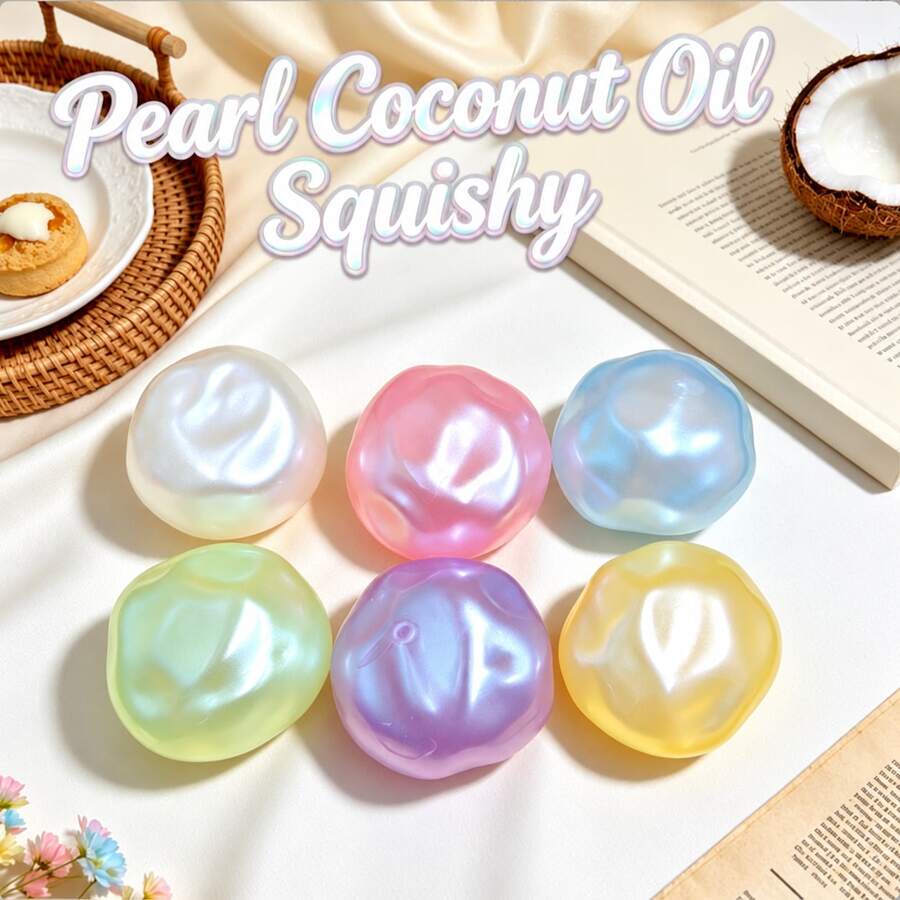 1pc Pearlescent Coconut Oil Ball Stress Relief Toy, Super Soft ...