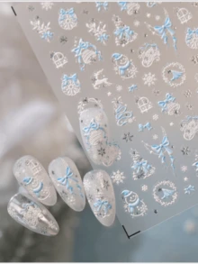 1 Christmas Line Snowman Colorful Star Nail Art Luxury Sticker Self-Adhesive Cute Christmas Tree Nail Art Sticker - Multicolor - View 10