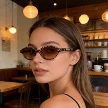 1pc Geometric Plastic Full Frame Multicolor Leopard Print Retro Personalized Women's Fashion Glasses - Leopard - View 7