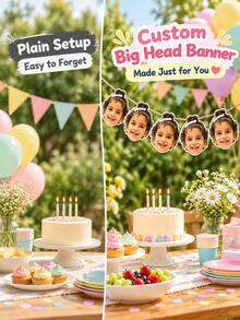 6pcs Customized Photo Face Banner, Personalized Customization, Suitable For Birthday Party, Baby Shower, Graduation Ceremony, Anniversary And Various Celebration Decorations, Reusable Hanging Face Banner, Suitable For Family, Friends, Couples And Party Guests - Multicolor - View 10