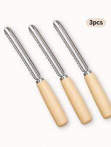 4pcs/Stainless Steel Apple Corer And Fruit Vegetable Corer, Multi-Function Serrated Coring Tool With Wooden Handle, Pear Corer, Zucchini Cucumber Hollower, Bell Pepper Deseeder, Easy-To-Use Home Cooking Kitchen Gadget - Multicolor - View 12