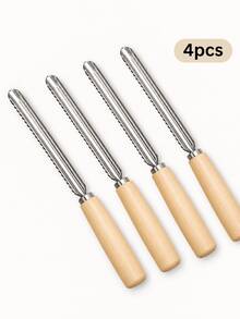 4pcs/Stainless Steel Apple Corer And Fruit Vegetable Corer, Multi-Function Serrated Coring Tool With Wooden Handle, Pear Corer, Zucchini Cucumber Hollower, Bell Pepper Deseeder, Easy-To-Use Home Cooking Kitchen Gadget - Multicolor - View 14