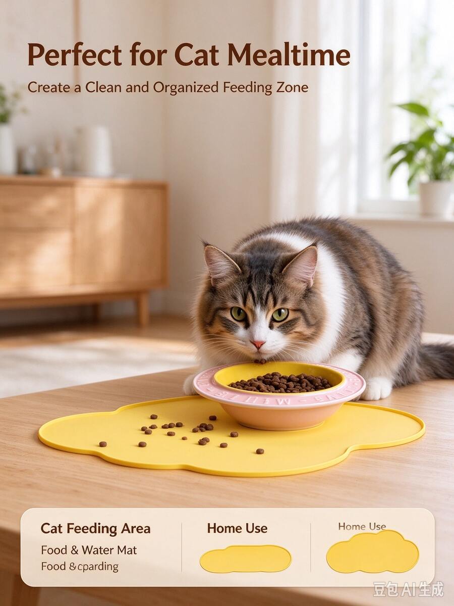 1pc Cloud Silicone Pet Placemat, Waterproof Non-Slip Pet Feeding Mat With Raised Edge, Spill Resistant Easy Wipe Clean Bowl Mat For Dogs And Cats - Multicolor - View 1