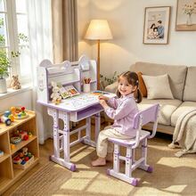 Kids' Desk And Chair Set With Adjustable Shelves - Purple - View 5