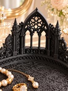 1pc Round Black Jewelry Storage Tray With Decorative Stand, Necklace Bracelet Ring Earring Organizer, Decorative Vanity Tabletop Display Rack, Suitable For Daily Jewelry Collection, Wedding, Bridesmaid Gift, Room Decor, Jewelry Storage, Home Decor - Multicolor - View 7