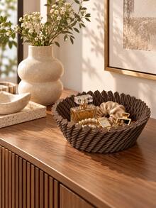 1pc Decorative Sculpture Bowl, Exquisite Twisted Pattern With Floral Edge, Modern Home Decor Storage, Suitable For Coffee Table, Entryway Table, Bedroom Nightstand, Vanity And Modern Interior Style, Home Decor, Room Decor, Bedroom Decor - Multicolor - View 3