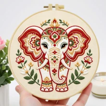 1PC 20*20cm/7.9*7.9in,Flowers And Animals Embroidery Kit, DIY Handmade Embroidery Set For Adult Beginners, Home Gift, Women's Sewing Gift, Including User Manual, Printed Pattern Fabric, Embroidery Frame, Needle And Thread. - 20*20cm/7.9*7.9in - View 5