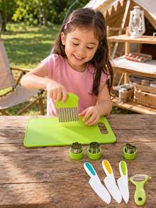 Children's Realistic Kitchen Knife Set, Child-Friendly Plastic Chef Tools, Montessori Toddler Kitchen Toys, Mud Kitchen, Wavy Slicer, Doll Kitchen - Multicolor - View 4