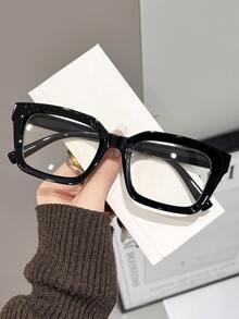 3pcs/1pc Women's Leopard Print Bohemian Style TR Material Square Oversized Transparent Glasses, Returning To School,Suitable For All Seasons - Clear - View 12