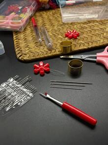 [21pcs Box Set]Portable Home Sewing Kit, Includes 16 Hand Sewing Needles, Plum Blossom Threader, Gold Thimble And Pink Round-Head Small Scissors, Suitable For Embroidery, Knitting, Daily Clothing Repair, Christmas Themed Decoration And Other Handmade Crafts - Sewing Kit - View 3
