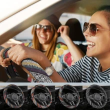 Bohemian-Style Steering Wheel Cover, Vibrant, Youthful, And Free-Spirited. Made From Polyester, It Is Non-Slip And Durable. Suitable For Passenger Cars, Sedans, And SUVs; An Ideal Interior Accessory For Your Vehicle. - Multicolor - View 3