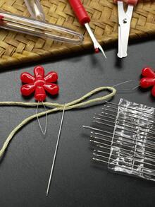 [21pcs Box Set]Portable Home Sewing Kit, Includes 16 Hand Sewing Needles, Plum Blossom Threader, Gold Thimble And Pink Round-Head Small Scissors, Suitable For Embroidery, Knitting, Daily Clothing Repair, Christmas Themed Decoration And Other Handmade Crafts - Sewing Kit - View 4