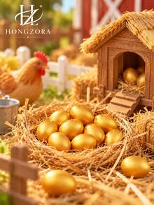 30pcs Mini Gold Color Egg Decorations, Golden Egg Micro Landscape Accessories, Country Farm Bird Nest Scene Decor, DIY Micro Landscape Scenery, Desktop Home Decor, Farmhouse Theme Display Decoration, Model Scene Matching - Little Golden Egg - View 4