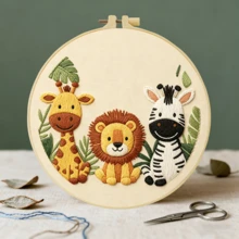 1PC 20*20cm/7.9*7.9in,Cartoon Animals Embroidery Kit, DIY Handmade Embroidery Set For Adult Beginners, Home Gift, Women's Sewing Gift, Including User Manual, Printed Pattern Fabric, Embroidery Frame, Needle And Thread. - 20*20cm/7.9*7.9in - View 15