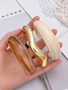Bộ 3 vòng tay nữ phong cách vintage tối giản, nhẫn hở chất liệu acrylic CCB vân sóng, đeo hàng ngày, có thể đeo chồng, quà tặng ngày lễ hoàn hảo - Nhiều màu - Xem 6