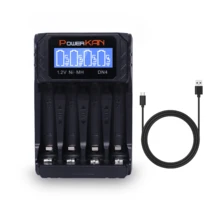 POWERKAN DN4 Smart Battery Charger 4 Bay, AA AAA 1.2V NiMH Ni-Cd Rechargeable Battery Charger With LCD Display, Independent Charging, Overcharge Protection, USB Type-C Powered, Portable For Home Travel - No - View 11
