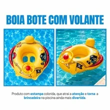 Boia Inflável Infantil Barco Pirata com Volante e Assento para Piscina - Bóia - Visão 2