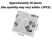 50张烘焙纸，羊皮纸，三明治包装纸，烘焙用品（不对称随机图案），返校季 - 英文白色 - 查看 12