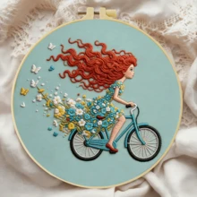1PC 20*20cm/7.9*7.9in,Animals And Princesses Embroidery Kit, DIY Handmade Embroidery Set For Adult Beginners, Home Gift, Women's Sewing Gift, Including User Manual, Printed Pattern Fabric, Embroidery Frame, Needle And Thread. - 20*20cm/7.9*7.9in - View 7