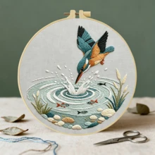 1PC 20*20cm/7.9*7.9in,Hard-Working Birds Embroidery Kit, DIY Handmade Embroidery Set For Adult Beginners, Home Gift, Women's Sewing Gift, Including User Manual, Printed Pattern Fabric, Embroidery Frame, Needle And Thread. - 20*20cm/7.9*7.9in - View 4