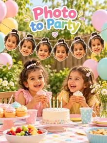 6pcs Customized Photo Face Banner, Personalized Customization, Suitable For Birthday Party, Baby Shower, Graduation Ceremony, Anniversary And Various Celebration Decorations, Reusable Hanging Face Banner, Suitable For Family, Friends, Couples And Party Guests - Multicolor - View 7