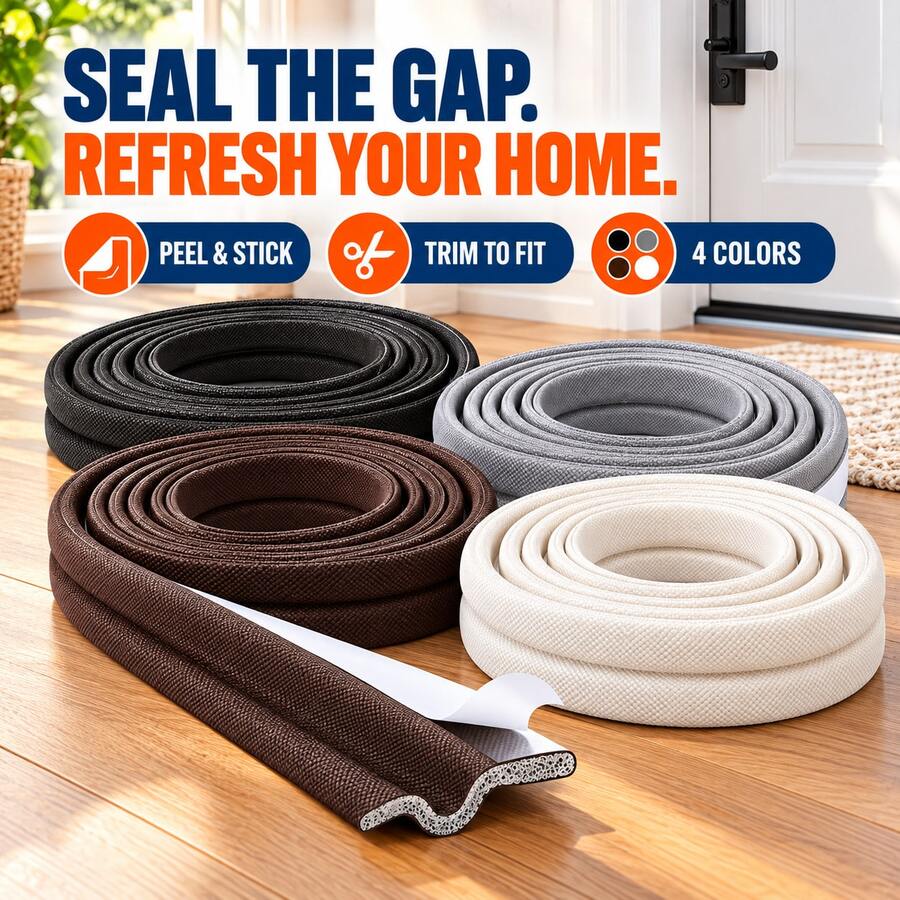 Cuttable Door Bottom Seal Strip, PVC Self-Adhesive Door Seal, Thermal Insulation, Windproof And Insect-Proof - B - View 1