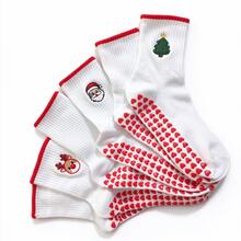1/3雙聖誕防滑棉襪，聖誕老人馴鹿聖誕樹刺繡襪，適合居家、瑜伽、禮物 - 彩色 - 查看 7
