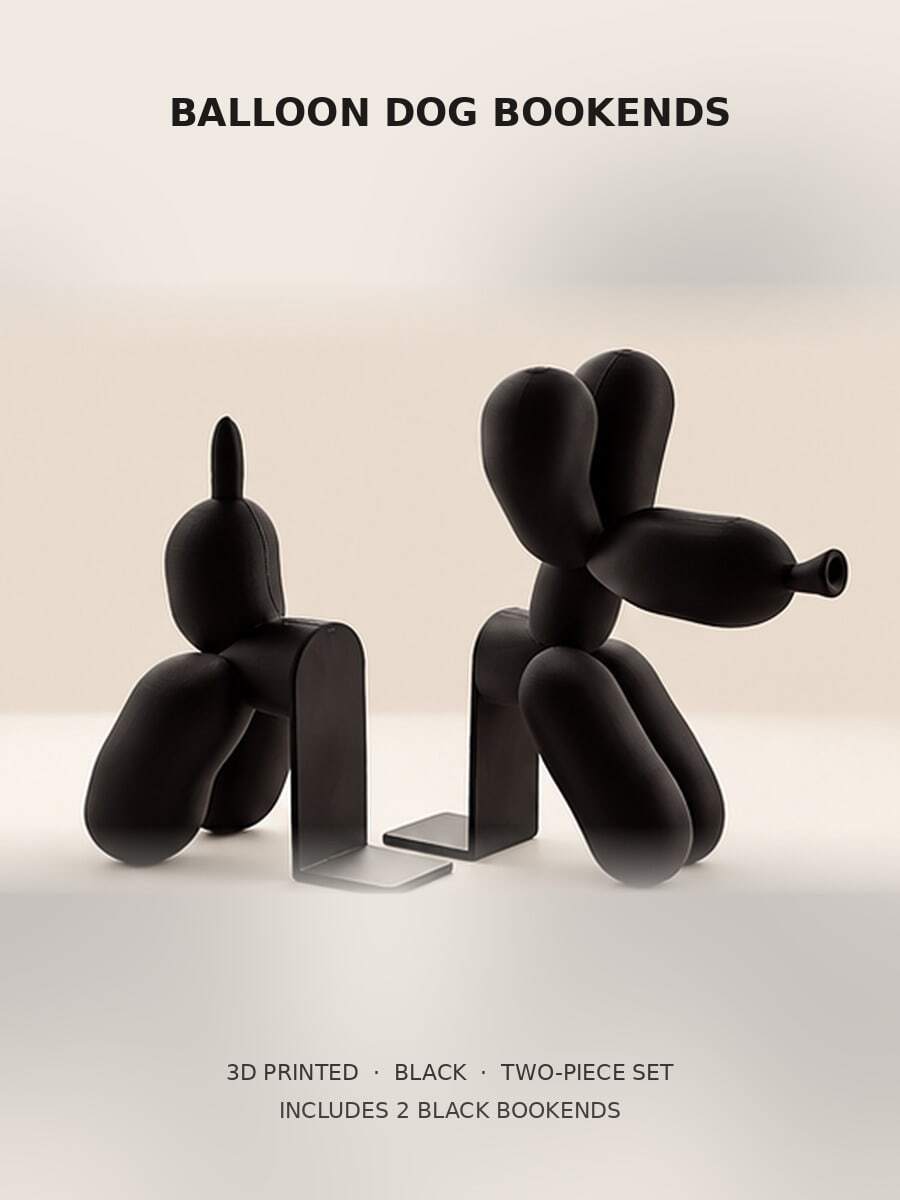 1pc Cute Balloon Dog Bookend, Modern Minimalist Black Animal Bookshelf, Creative Bookshelf Storage & Decorative Sculpture, Suitable For Home Office, Bedroom, Study Desk, Dorm Room Decor, Unique Gift For Book Lovers, Birthday & Christmas - A - View 1