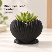 1pc Popular 3D Printed Heart-Shaped Shell Succulent Planter, Cute Mini Heart-Shaped Flower Pot, Textured Desktop Small Plant Pot, Valentine's Day Gift Home Desktop Decor - Multicolor - View 8