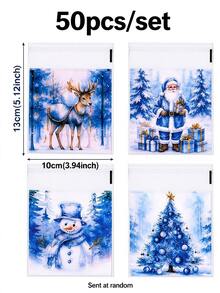 100pcs Vintage Style Christmas Gift Bags (Random Patterns) - Perfect For Party Decoration, Holiday Ornaments And Holiday Gifts. Christmas Gifts, Home Decor, Room Decor, Christmas Party, Halloween, 2027 New Year, New Year Gifts, Winter - Christmas Gift Bag - View 14