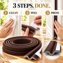Self-Adhesive Door Bottom Seal Strip, Soundproof Dustproof Windproof Door Brush, Indoor/Outdoor Door Gap Light Blocker - A - View 3