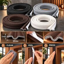Self-Adhesive Door Bottom Seal Strip, Door Gap Sealing Strip, Windproof, Dustproof, Noise-Reducing, Light-Blocking, Flexible PVC Door Seal Strip - B - View 5