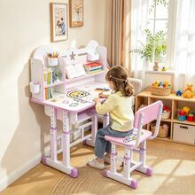 Kids' Desk And Chair Set With Adjustable Shelves - Pink - View 3