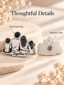 [ZzAi Custom]1pc Customized Photo Brooch - Personalized Couple Photo Enamel Badge, Suitable For Men And Women, Anniversary And Valentine's Day Gift, Logo Brooch, Customized Badge - Style 1 - View 3