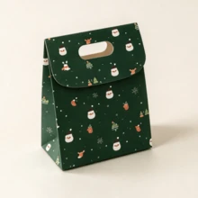 1pc Christmas Paper Gift Bag With Handle, Seasonal Gift Packaging Bag, Used For Cookies, Candy And Other Gift Storage - Multicolor - View 9