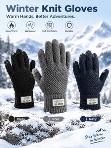 1 Pair Unisex Winter Warm Touchscreen Gloves, Pineapple Pattern Thickened Fleece Lining, Finger-Separated Cold-Proof Gloves, Suitable For Daily And Outdoor Use - Multicolor - View 10