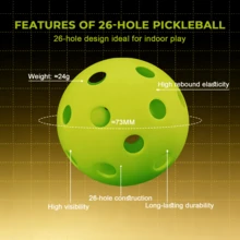TOPICK 2Pcs Indoor/Outdoor Pickleball Balls 26/40 Holes High Visibility Durable For Training And Tournament For All Skill Level Injection Molded Pickleball Balls - Green-26Hole - View 3