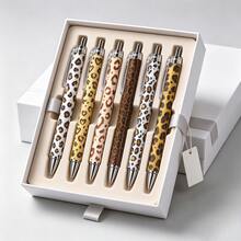Leopard Print Heart Ballpoint Pen Set | 6pcs Set Highly Attractive Gift Pens - 6-piece Set - View 1