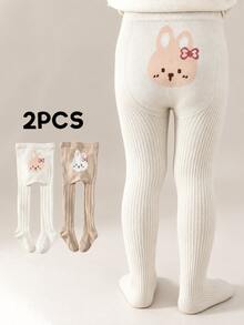 2 Pairs Kids Cartoon Colorful Cute Animal Pattern Baby Tights, Unisex Toddler Leggings For Outdoor Wear - Multicolor - View 1