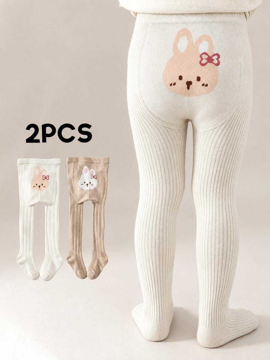 2 Pairs Kids Cartoon Colorful Cute Animal Pattern Baby Tights, Unisex Toddler Leggings For Outdoor Wear - Multicolor - View 1