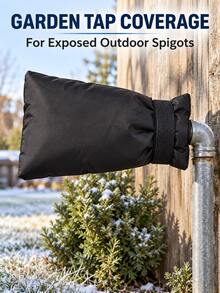 2pcs Winter Outdoor Faucet Covers, Thickened Oxford Fabric Insulated Faucet Covers With Adjustable Hook And Loop Strap, Frost Protection For Cold Weather, Suitable For Garden Faucets, Patio And Yard Faucets, Black - Multi-color - View 4