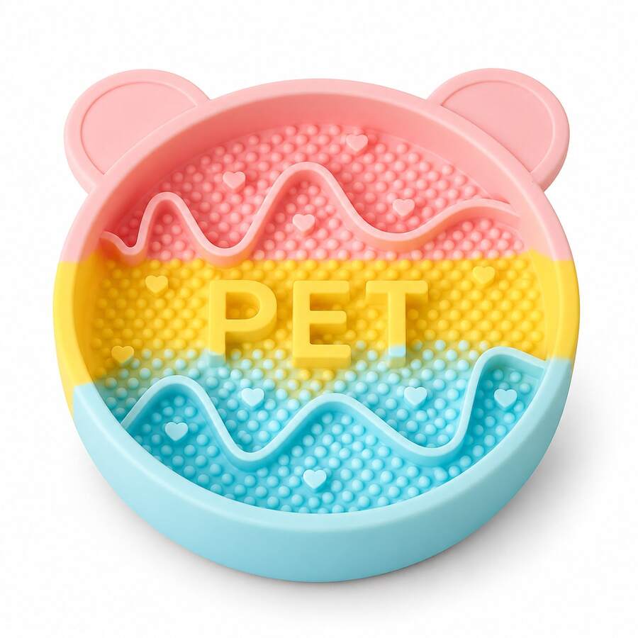 Bear Shape Slow Feeder Dog Bowl, Anti-Slip Suction Cup, Silicone Slow Eating Bowl For Small Dogs & Cats, Anti-Choking Pet Food Water Bowl - 400 - View 1