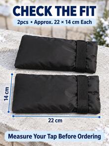2pcs Winter Outdoor Faucet Covers, Thickened Oxford Fabric Insulated Faucet Covers With Adjustable Hook And Loop Strap, Frost Protection For Cold Weather, Suitable For Garden Faucets, Patio And Yard Faucets, Black - Multi-color - View 6