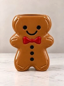 1pc Cute Gingerbread Man Makeup Brush Holder, Christmas Desktop Storage Cup, Multi-Functional Vanity Makeup Organizer, Holiday Desktop Decor - Multicolor - View 9